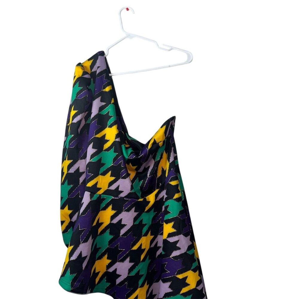 Ashley Stewart Mardi Gras One‎ Shoulder Houndstooth Glitter Top Plus Size 26/28